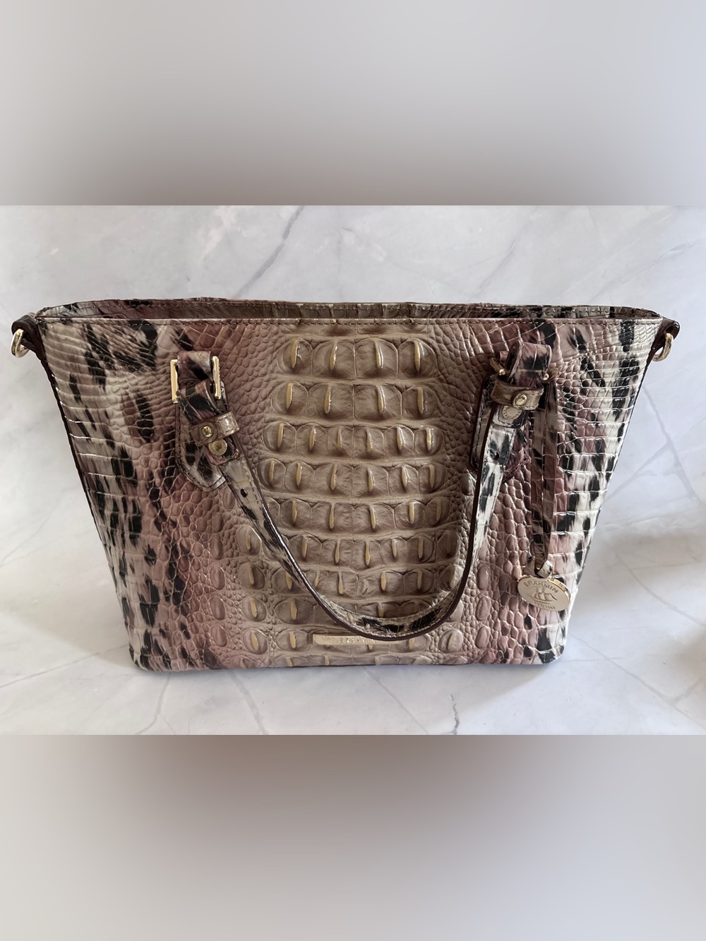 Brahmin Croc-Embossed Mini Misha Prowl